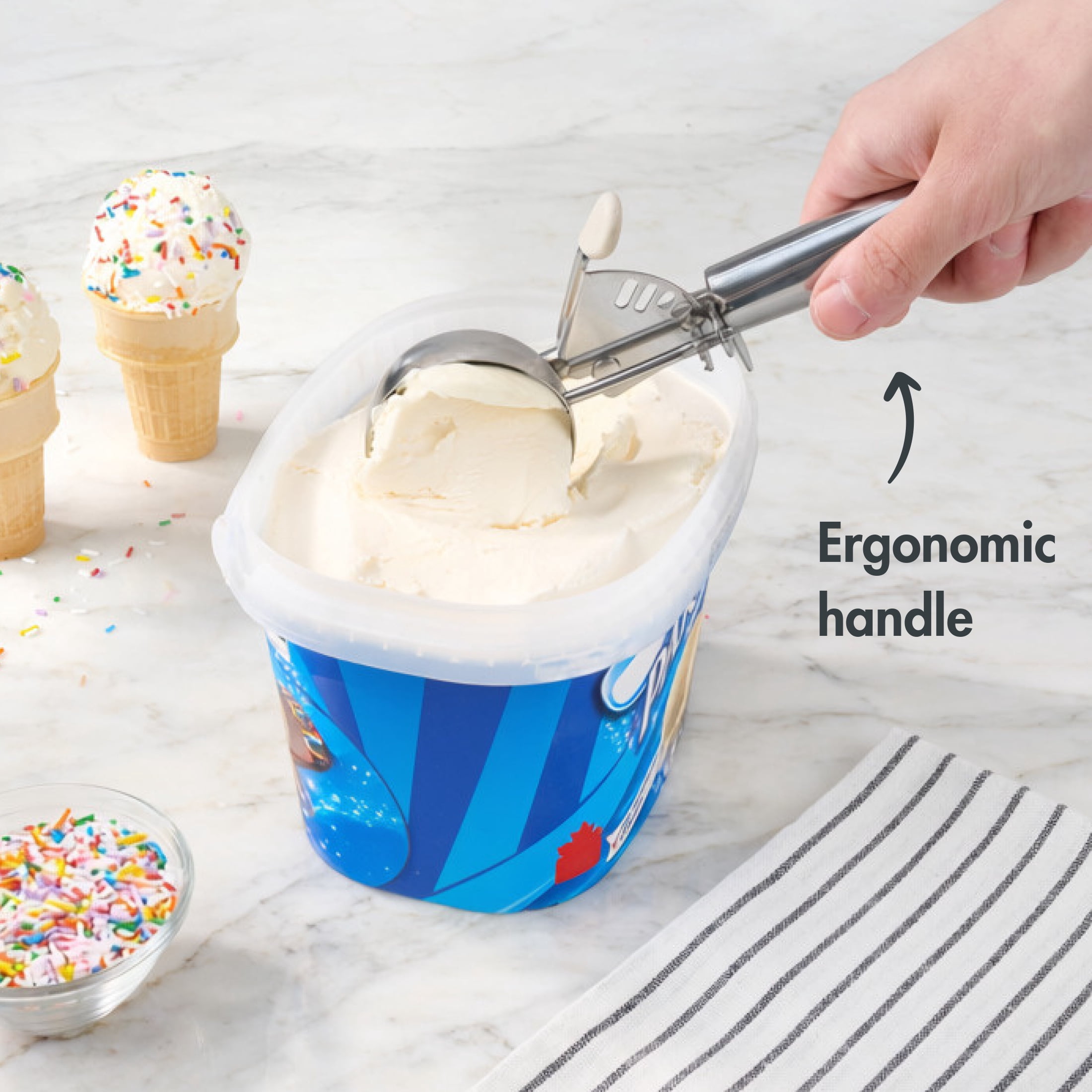 Mainstays Stainless Steel Ice Cream Scoop with Trigger Mechanism