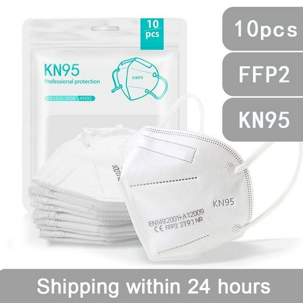 Mascarilla FFP2 de 5 capas para adulto, máscara protectora de tela KN95, respirador con filtro, color negro, de 10 a 100 piezas