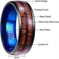 thumbnail image 5 of 8mm Men's Wood Tungsten Ring Black Blue Wedding Band Brushed Finish Center Dome Style, 5 of 6