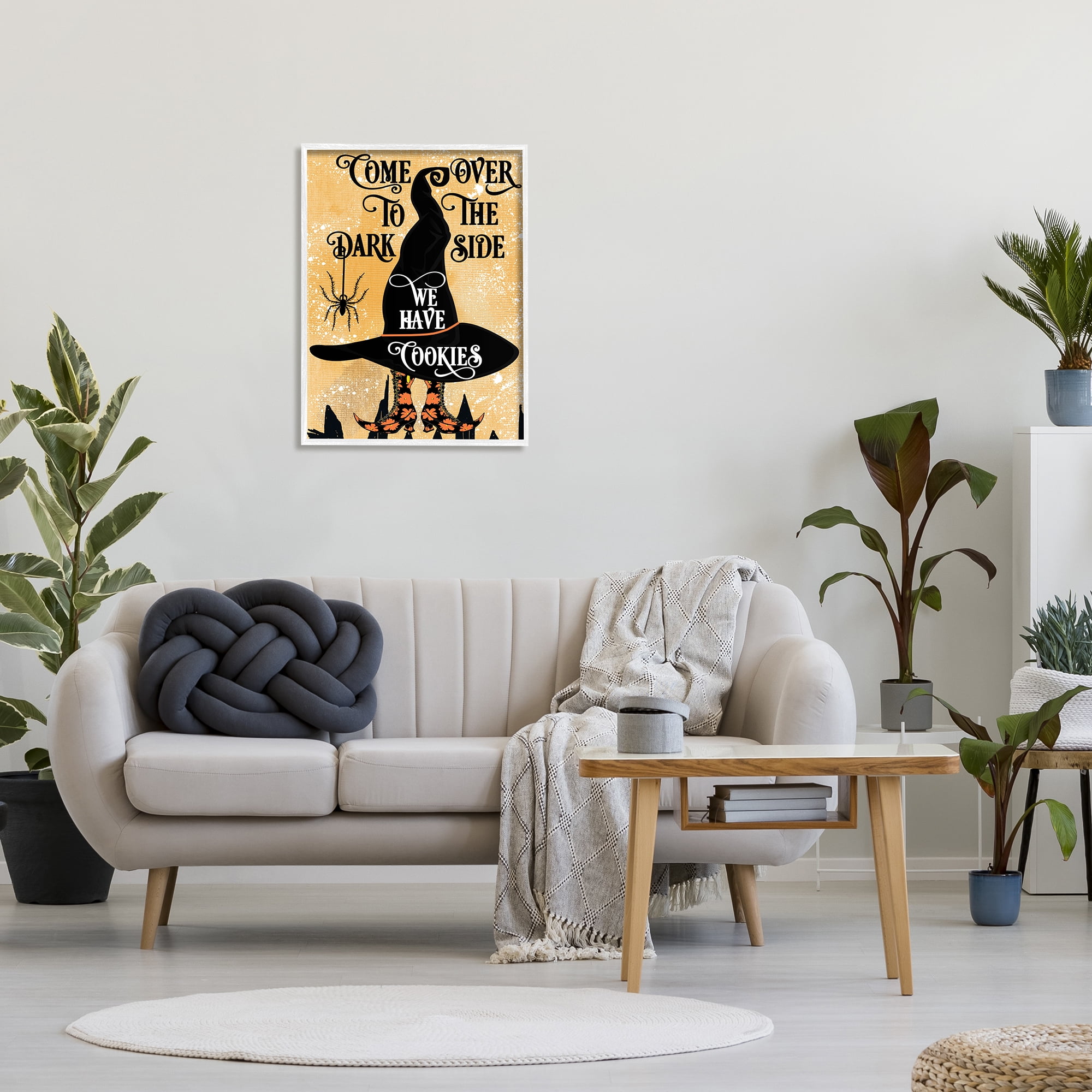 Stupell Industries Dark Side Has Cookies Festive Halloween Witch Hat Graphic Art White Framed Art Print Wall Art, 24x30, by Jill Meyer