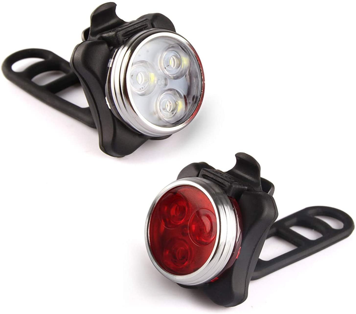 Rechargeable Bike Lights LED Bicycle Headlight Taillight Set 4 Mode Super Bright 
