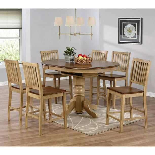 Sunset Trading Brookdale 7 Piece Oval, Oval Counter Height Dining Table With Leaf