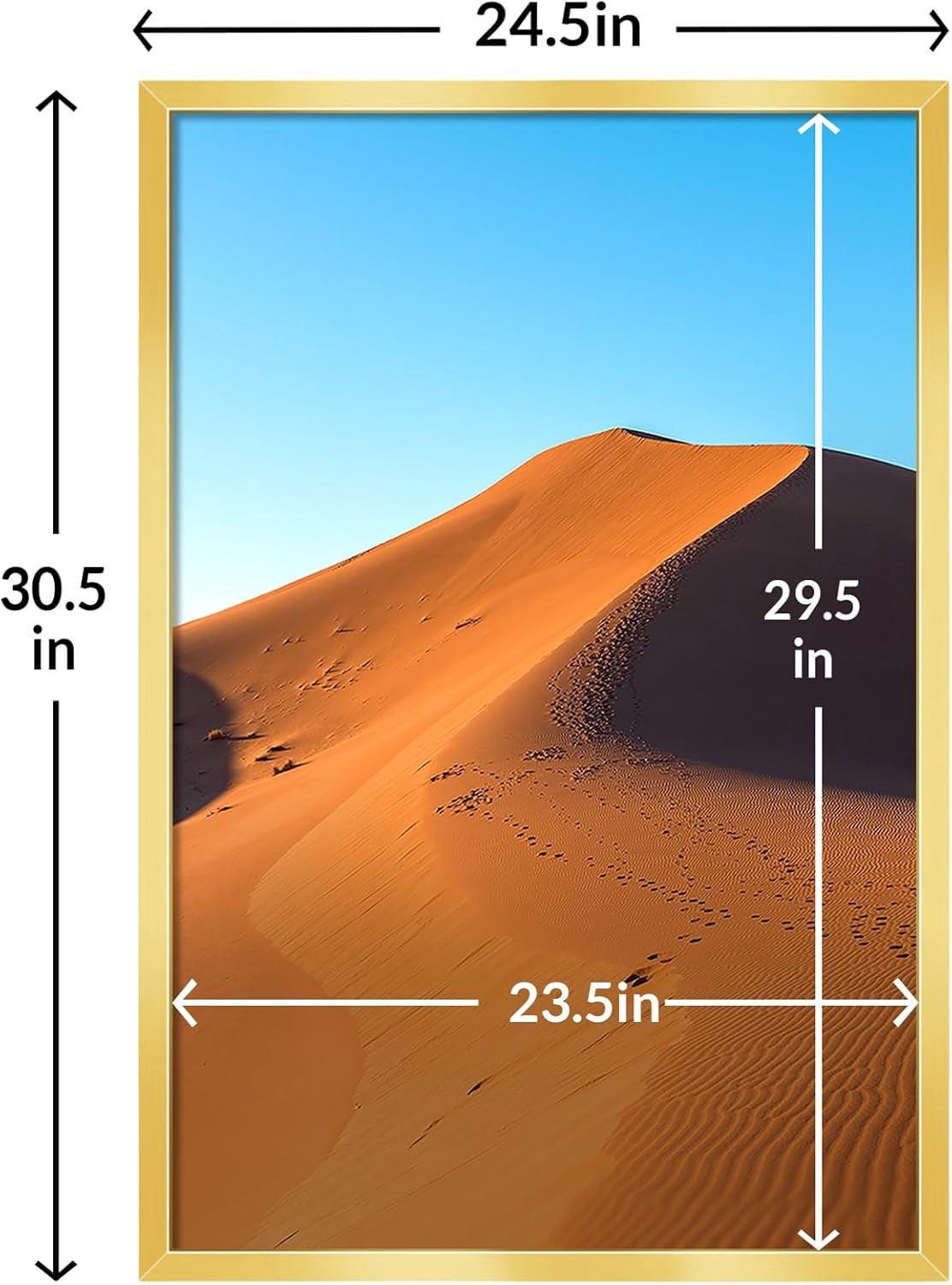 24x30 Picture Frame for Wall Display, 24x30 Gold Picture Frame with HD Plexiglas, 24 x 30 Poster Frame 1 Pack, Display Frame for Vertical or Horizontal, Classic Collection