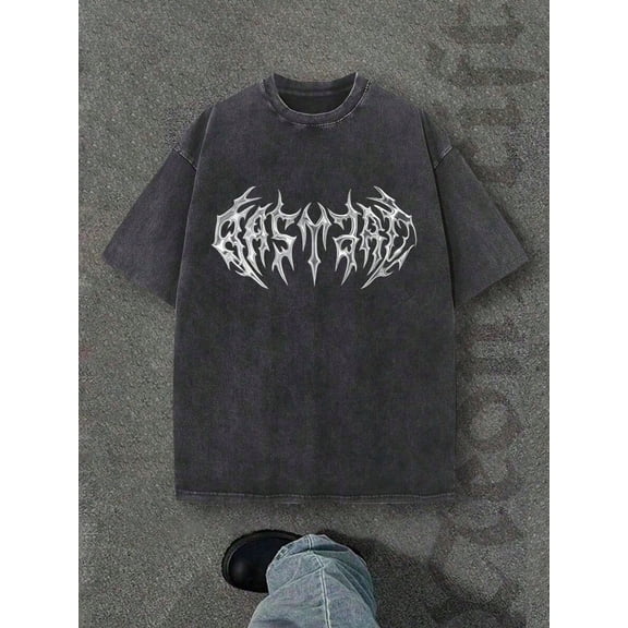 White Gothic Metal Logo Vintage Oversized Washed High Street Grunge Y2K Short Sleeve Crewneck Cotton Unisex Men's Women's Tee Shirt