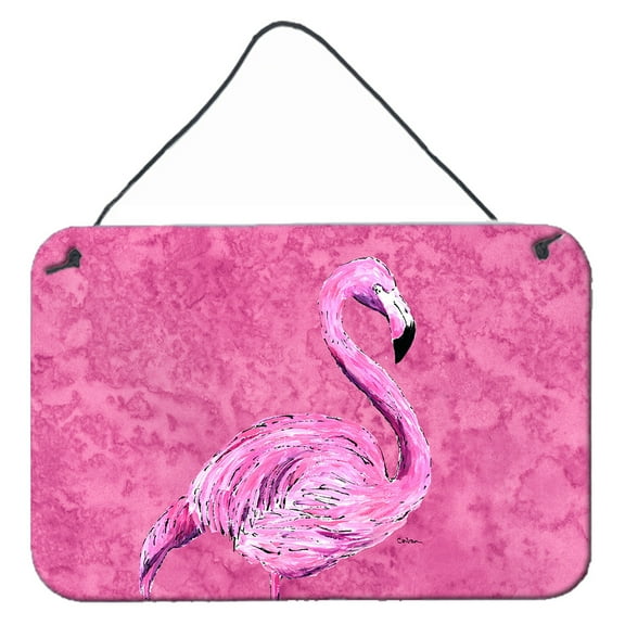 Carolines Treasures 8875DS812 Flamingo on Pink Wall or Door Hanging Prints 8x12 multicolor