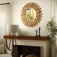 thumbnail image 2 of Easy4Home 20" Rustic Wood Mirror Wall Decoration Hanging Round Mirror,Light Brown, 2 of 7