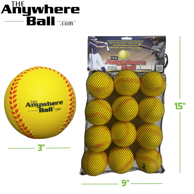 The Anywhere Ball Baseball/Softball Foam Training Ball - 12 PACK 