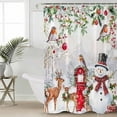 thumbnail image 4 of Fabric Shower Curtain, Christmas Xmas Tree Red Ball Snowman Cute Deer Poinsettia Bathroom Curtain with 12 Hooks Waterproof No Bad Odor Machine Washable Bath Curtains for Bathroom, Spa Room, 36"x72", 4 of 6