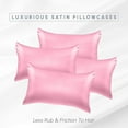 thumbnail image 2 of 4-PACK Cooling Viscose Satin Pillowcase Set with Hidden Zipper closure,Standard/Queen, Light Pink, 2 of 4