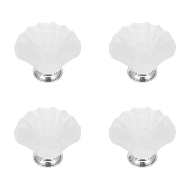 Shisuyan 4pcs Ceramic Door Knobs Shell Design Pull Handle Creative Drawer Knobs Cabinet Door Handle Furniture Knob (White)