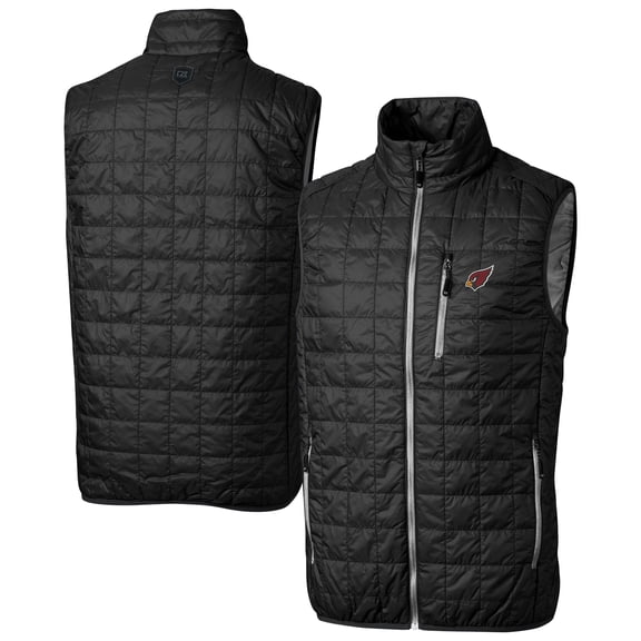 Men's Cutter & Buck Black Arizona Cardinals Big & Tall Rainier PrimaLoft- Eco Insulated Full-Zip Puffer Vest