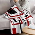 thumbnail image 3 of Red Black Geometric Blanket Soft Cozy Warm Twin Blanket for Bed, Plush Fuzzy Flannel Fleece Blankets for Sofa, Farmhouse Minimalist Abstract Art Throw Blankets for Couch, Gifts for Men, 60"x80", 3 of 9