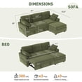 thumbnail image 5 of BedLuxury 81" Sectional Sleeper Sofa With Pull Out Bed, Storage Ottoman & USB Charging, L Shape Modern Couch for Living Room, Corduroy Green, 5 of 10