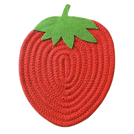 

NUOLUX 1pc Strawberry Shape Cup Bowl Mat Heat-resistant Place Mat Woven Cotton Coaster