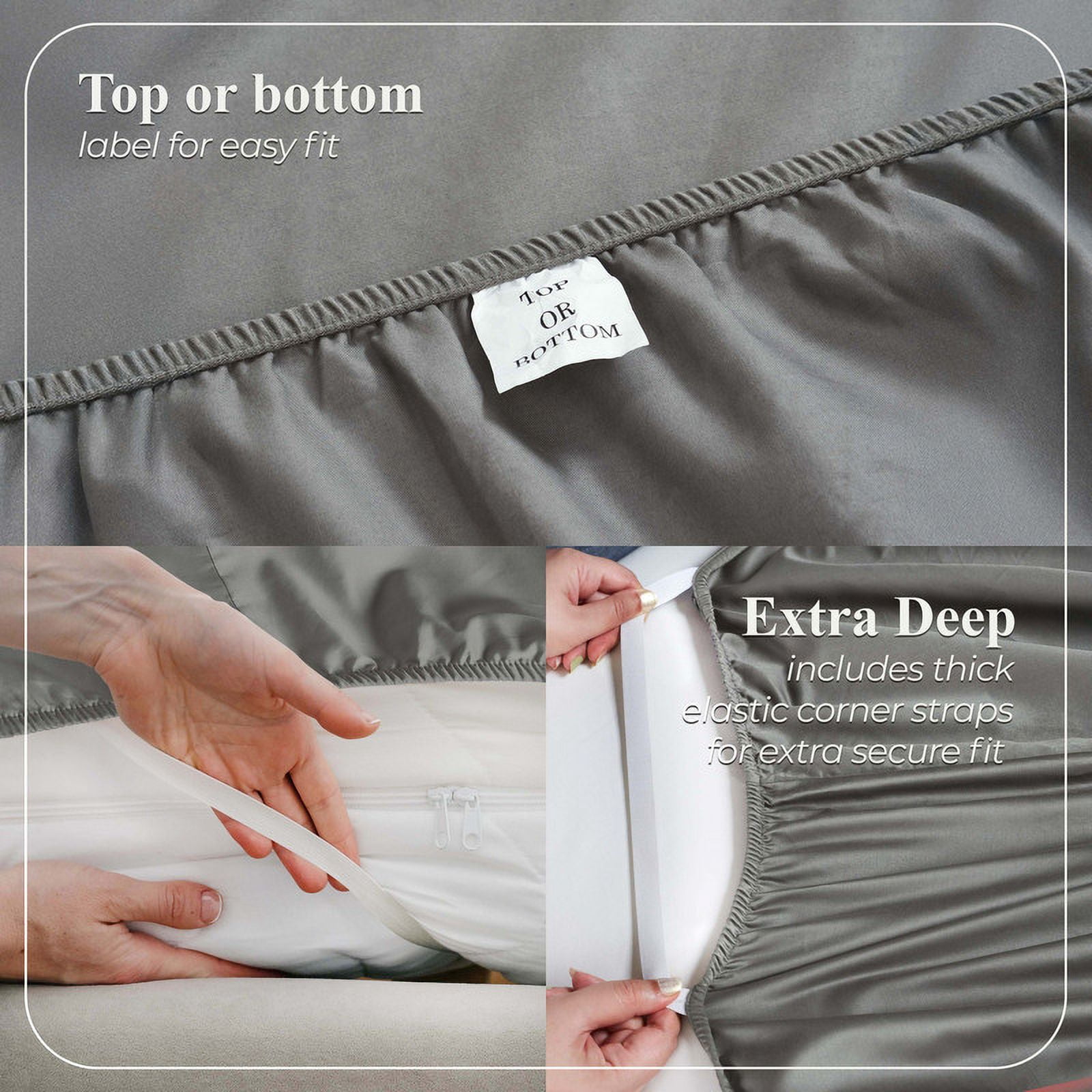 Superior Apus 100% Cotton 15" Deep Pocket Sheet Set, King, Grey