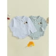 thumbnail image 3 of Rovasas Baby Boy Romper Casual Duck Embroidery Striped Long Sleeve Jumpsuit, 3 of 9
