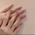 thumbnail image 2 of HLONK 24Pcs Gel Press on Nails  Gel French Long Fake Nails  Press on Tips With Glue  Rhinstone with Butterfly  NO.13, 2 of 6