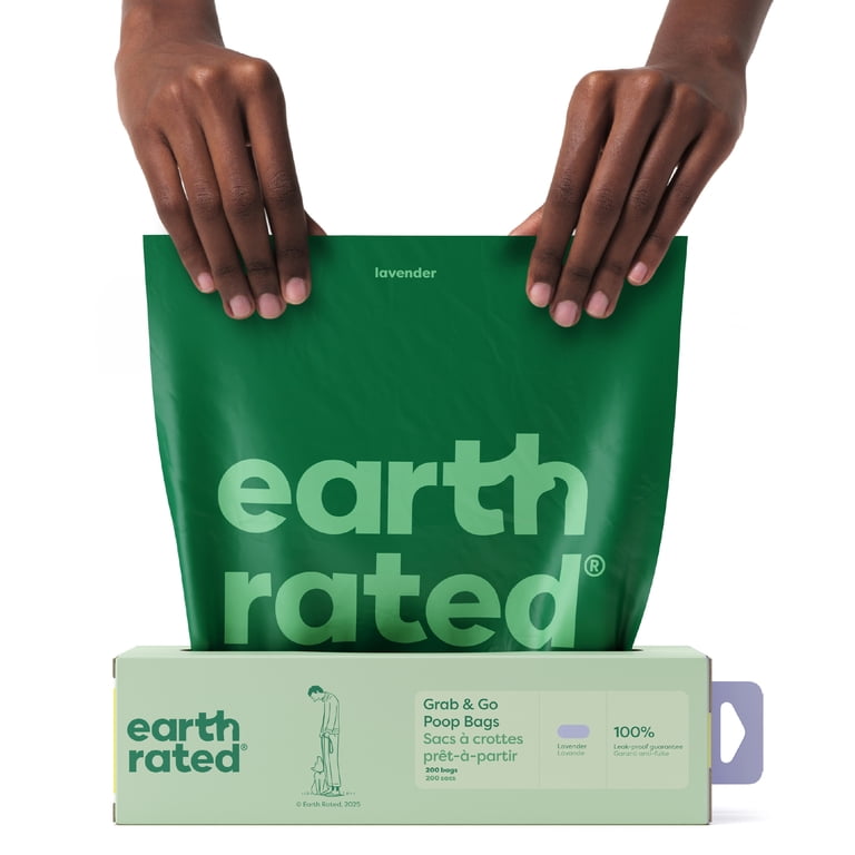 Earth Rated Leak-Proof Dog Poop Bags, Lavender, 200 Count, Large
