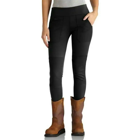 Carhartt BN2482-W Leggings Women's Black Stretch Knit Skinny Leg Pocket LW143 (Black,Regular,L (REGULAR))