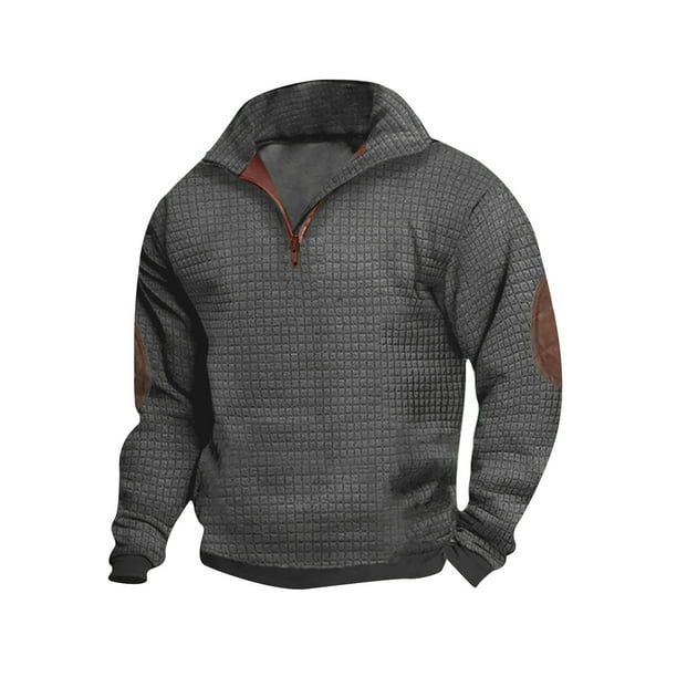 Blusa y camisa de manga larga con cuello alto para hombre, holgada, con cremallera y cuello alto, para hombre