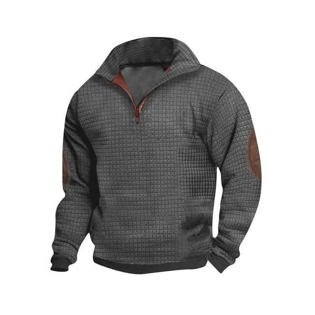 pstuiky camisetas de manga larga para hombre, Camisa/Top de manga larga con cuello alto, holgada, con cremallera y cuello alto para hombre camisetas de hombre m