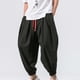thumbnail image 1 of Pantalones largos de lino para hombre, pantalones anchos de pierna ancha, pantalones de rábano, pantalones de noveno pies atados, pantalones largos, pantalones de licra para hombre, 1 of 4
