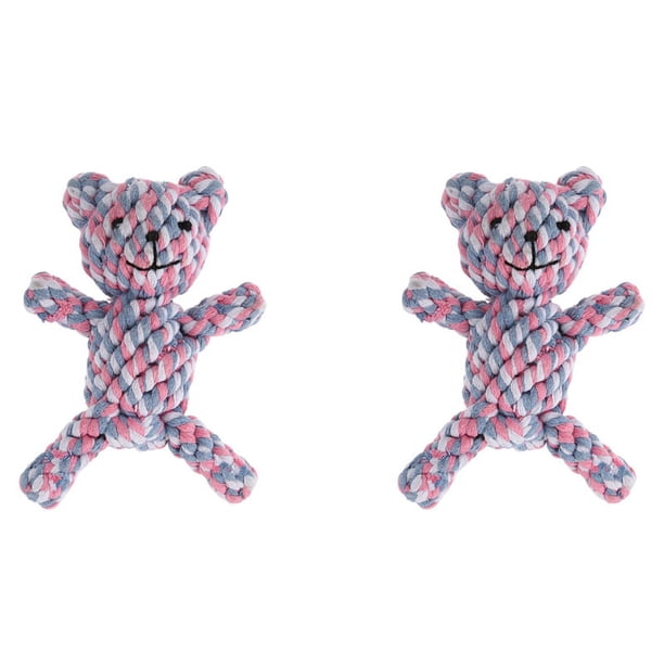 2X Juguete de Nudo Masticable Popular Oso Fuerte Fuerte Perro Mascota Tirón Juego de Guerra Cuerda de Algodón