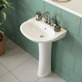 thumbnail image 2 of Ally 26 5/8 in. Tall Modern U-Shape White Ceramic Pedestal Combo Bathroom Sink with Overflow and 3 Faucet Hole, 2 of 11