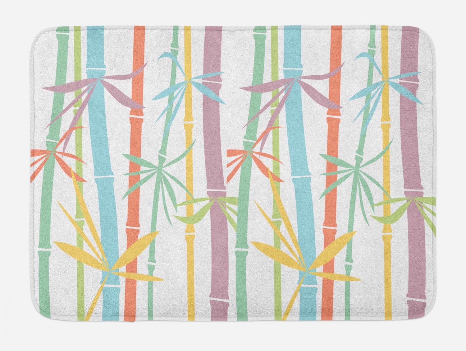 Japanese Bath Mat, Colored Exotic Bamboo Stems Eastern Spiritual