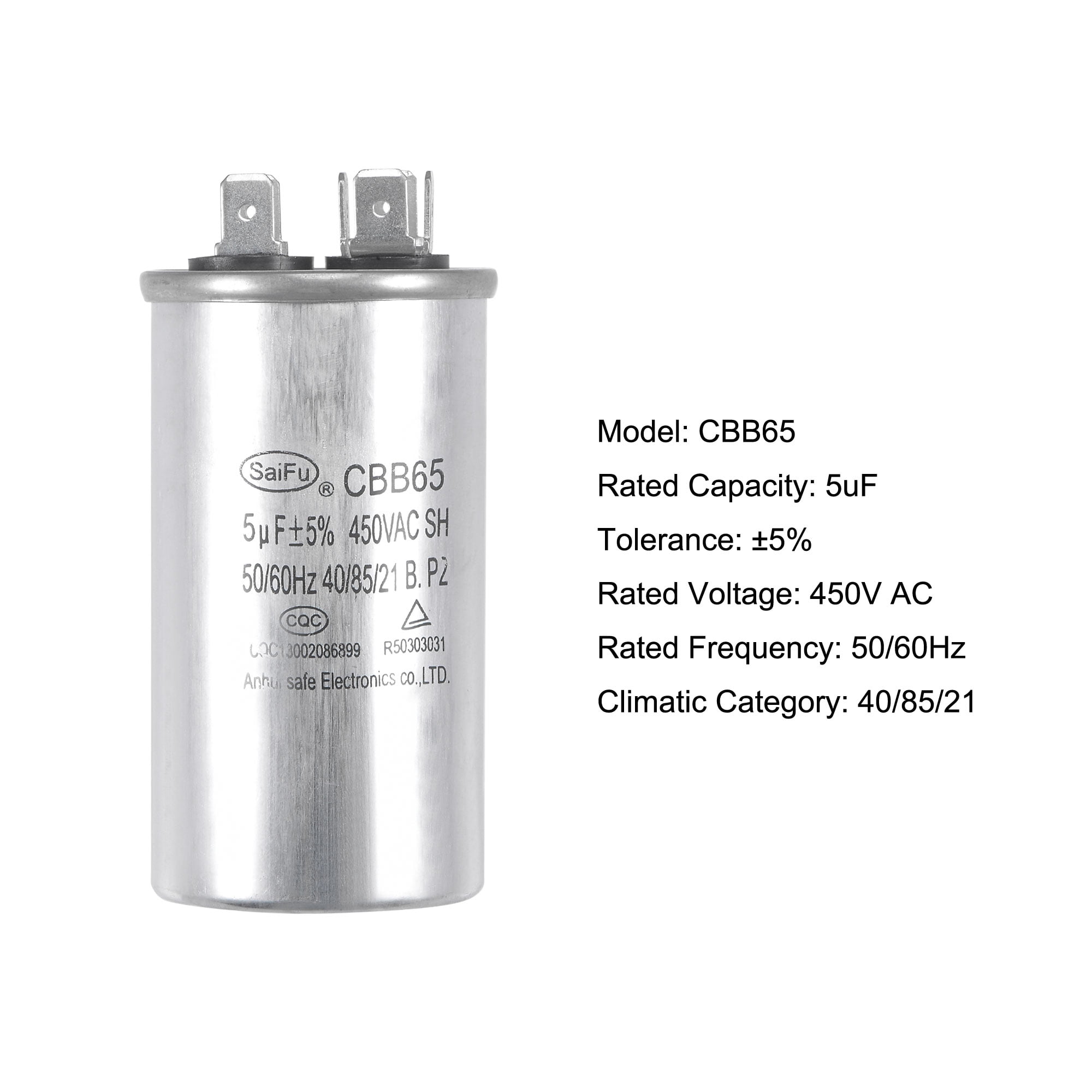 Uxcell 5uF 450V AC Aluminum Case with Terminal Round CBB65 Run Capacitor 2 Pack