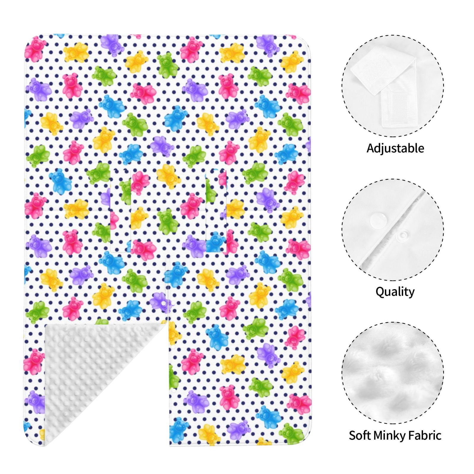 Naloa Bear And Polka Dot Baby Car Seat Cover, Breathable Baby Carrier Cover, Multiuse Baby Carrier Cover & Nursing Breastfeeding Cover