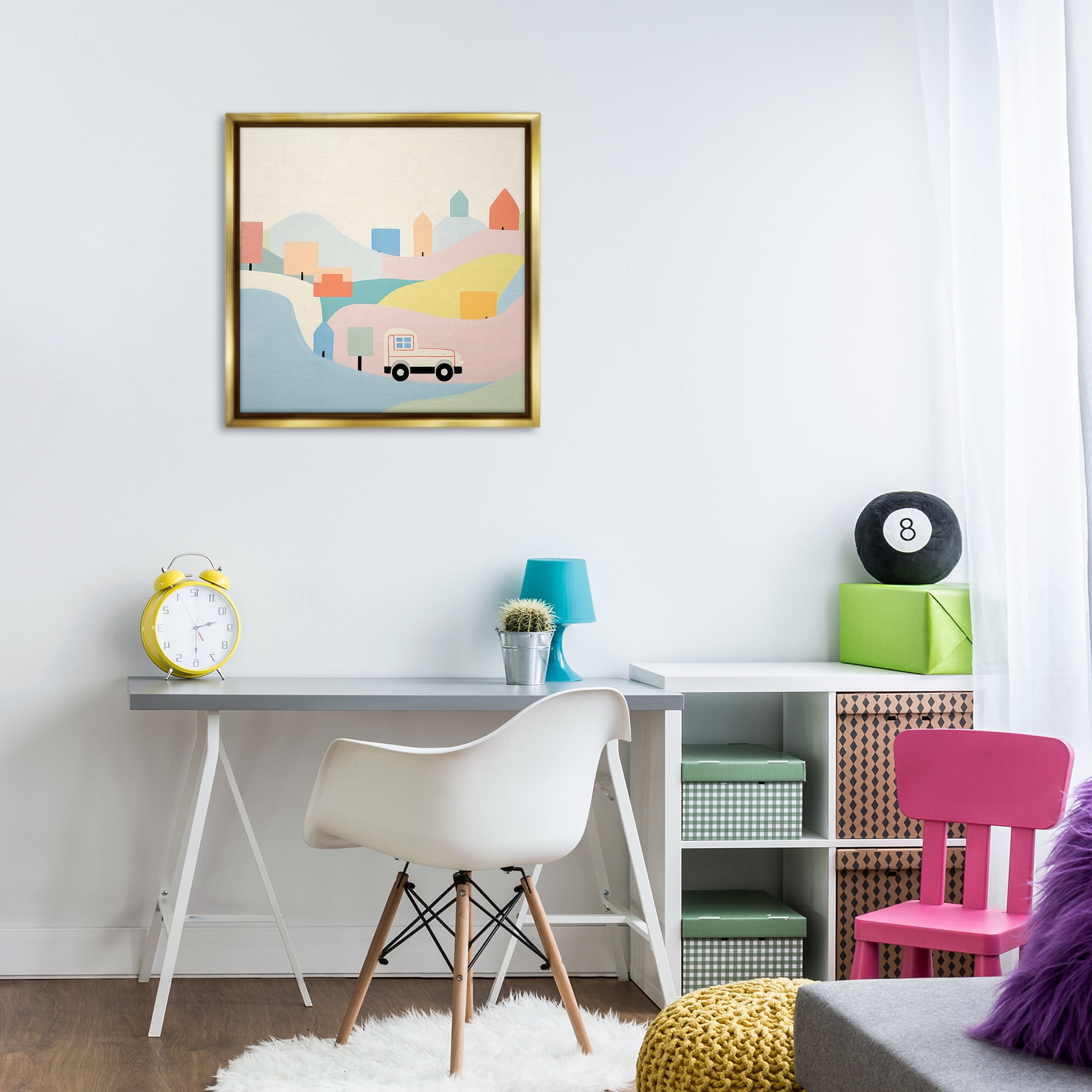 Stupell Industries Pastel Imaginative Scene Landscape Painting Gold Floater Framed Art Print Wall Art, 25 x 25