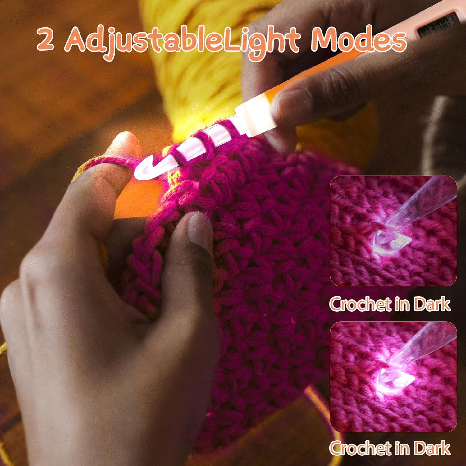 YSZZYSM 18 Sizes Lighted Crochet Hooks Set, Counting Crochet Hooks 2mm~14mm, Lighted Crochet Hooks Digital Counter Crochet Hooks Set with Case