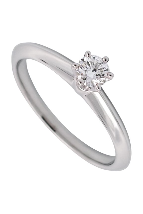 Pre-Owned Tiffany & Co. Solitaire Ring, Diamond 0.18ct, Approx. Pt950 Platinum, 3.5g, Women's...