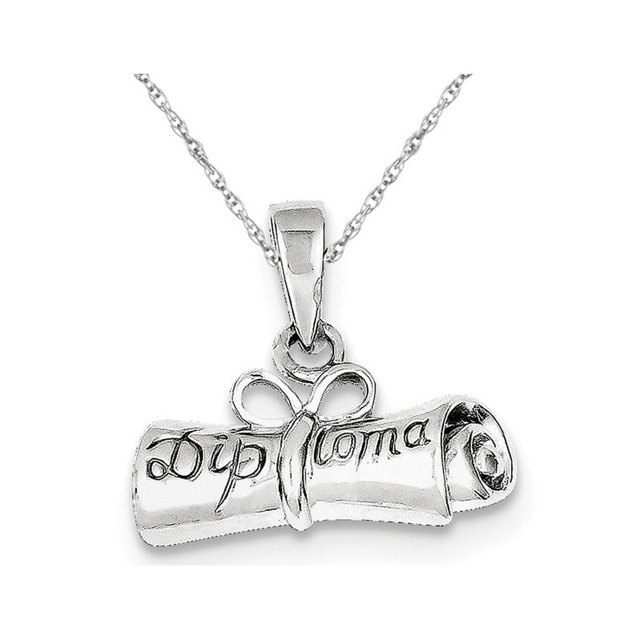 Rolled-Up Diploma Charm Pendant Necklace in Sterling Silver