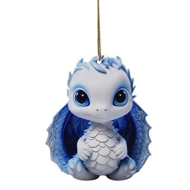 Hangs Blue And White Porcelain Baby Pendant Decorative Christmas Tree Charm Cute Cartoon Car Design 2D Flat Acrylic