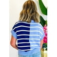 thumbnail image 3 of Women's Sky Blue Stripe Colorblock Quarter Zip Collar Sweater Vest - Stylish & Breathable - [ZhiHiMeRi] | (US 4-6)S, 3 of 7