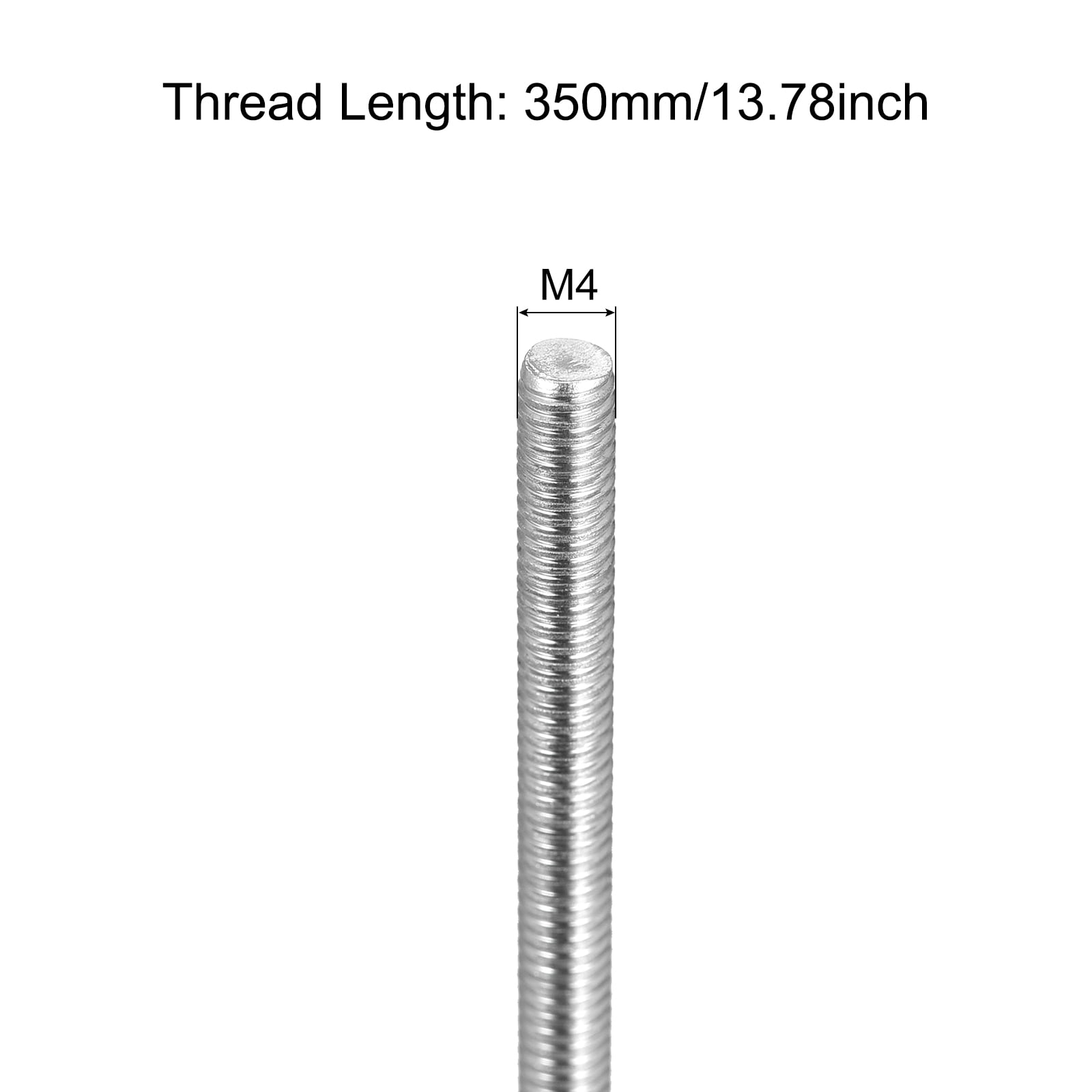 Fully Threaded Rod M4 x 350mm 0.7mm Pitch 304 Stainless Steel Right Hand 6pcs