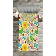 thumbnail image 3 of Ambesonne Cartoon Quilted Bedspread Set 2 Pcs, Spring Flowers Bugs, Twin Size, Multicolor, 3 of 3