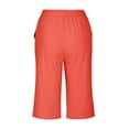 thumbnail image 4 of Audhol Capri Linen Pants for Women, Capri Pants for Women 2025 Summer Drawstring Elastic High Waist Casual Capris Straight Wide Leg Cotton Linen Pants Women's Linen Capri Pants Red 2XL, 4 of 7