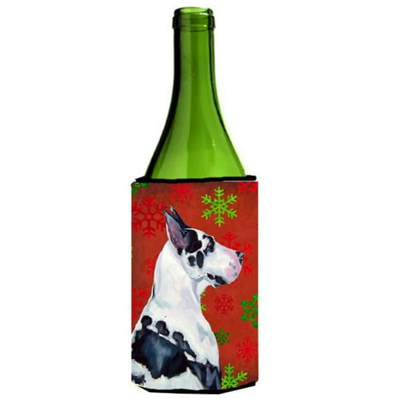Great Dane Snowflakes Holiday Christmas Wine bottle sleeve Hugger