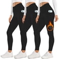 thumbnail image 3 of rosee Leggings con forro polar para mujer con bolsillos térmicos de cintura alta, pantalones de yoga de invierno, leggings gruesos y cálidos para entrenamiento, 3 of 4