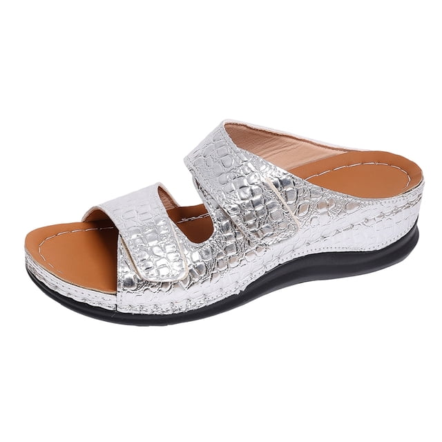DAFEI Sandales Confortables à Talon Compensé pour Femme Été à la Mode Talon Incliné Semelle Épaisse Sandales de Plage Rétro Stylées