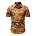 thumbnail image 1 of Camisas De CompresióN Para Hombre Camisa de manga corta con hebilla de bolsillo con impresión digital 3D para hombre (Yellow, 3XL), 1 of 7