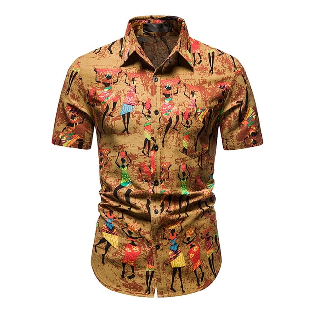 Camisas De CompresióN Para Hombre Camisa de manga corta con hebilla de bolsillo con impresión digital 3D para hombre (Yellow, 3XL)