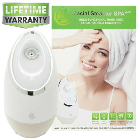 Facial Steamer SPA+ by Microderm GLO BEST, Professional Nano Ionic Warm Mist, Home Face Sauna, Portable Humidifier Machine, Deep Cleaning Pores, Blackhead Removal, Acne Treatment, Daily Skin