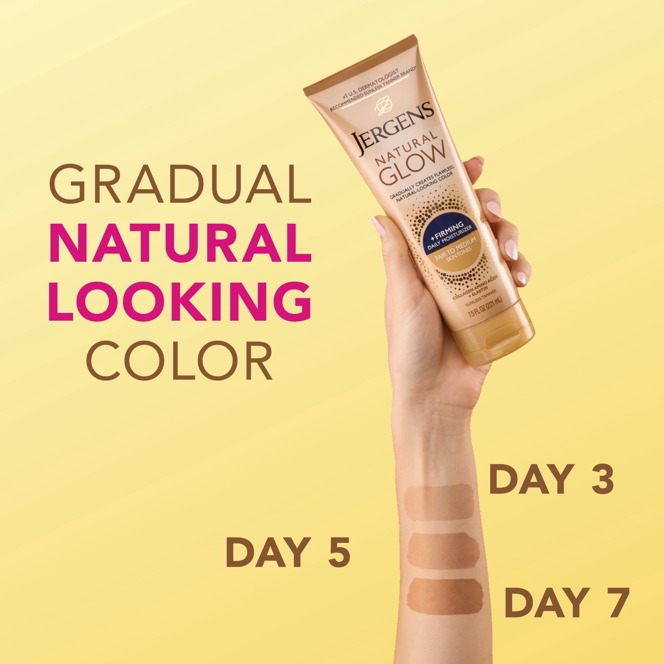 (2 pack) Jergens Natural Glow Firming Self Tanner Daily Moisturizer, Fair to Medium, 7.5 Fl Oz
