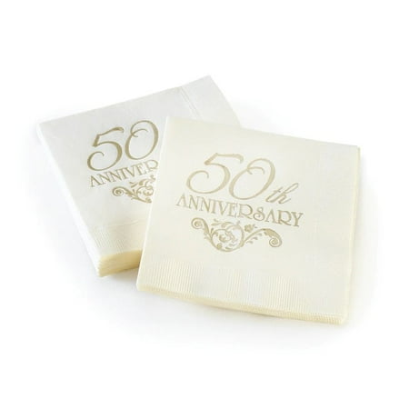 Hortense B. Hewitt Hortense B Hewitt 50th Anniversary Cocktail Napkins 50 pack, gold