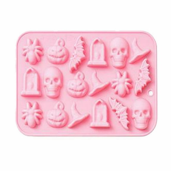 MOQIN Halloween Silicone Gummy Molds - 18 Cavity 3D Candy Chocolate Gummy Mold Skull Ghost Spider Pumpkin Bat Tombstone Hat Shapes Mold for DIY Halloween Gummies, Jello, Chocolate, Ice Cube