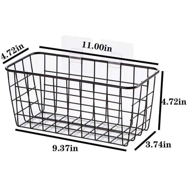 LeleCAT Hanging Kitchen Baskets For Storage Adhesive Sturdy Small Wire  Storage Baskets with Kitchen Food Pantry Bathroom Shelf Storage No Drilling